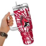 customized ball state cardinals burst swirl red curved tumbler best selling.webp