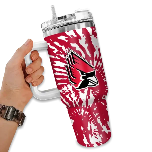 customized ball state cardinals burst swirl red curved tumbler fashion forward.webp