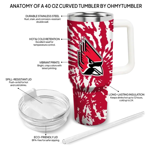 customized ball state cardinals burst swirl red curved tumbler new arrival.webp