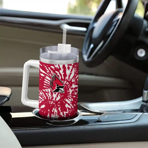customized ball state cardinals burst swirl red curved tumbler trendy.webp