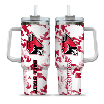 customized ball state cardinals camo mashup red white curved tumbler best selling.webp