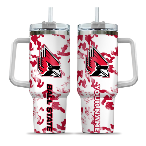 customized ball state cardinals camo mashup red white curved tumbler best selling.webp
