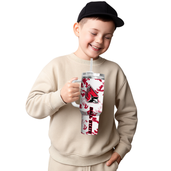 customized ball state cardinals camo mashup red white curved tumbler latest model.webp
