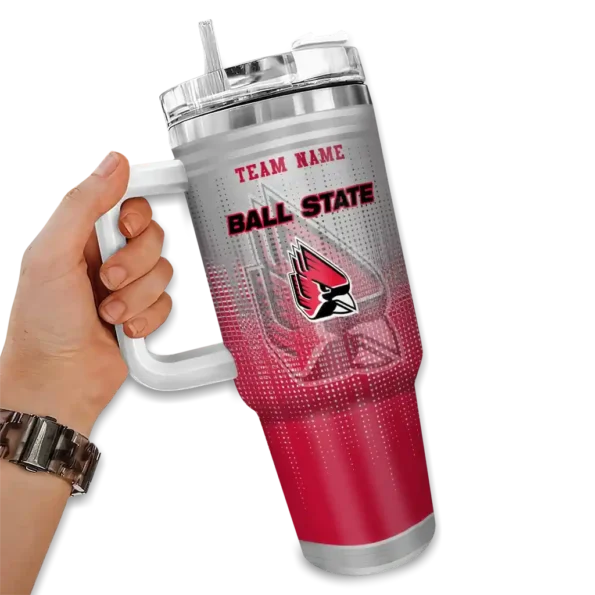 customized ball state cardinals gradient dots red curved tumbler fashion forward.webp