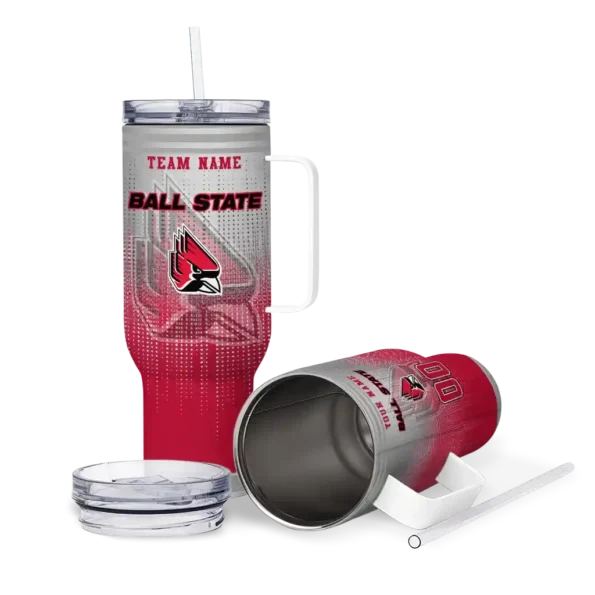 customized ball state cardinals gradient dots red curved tumbler high quality.webp