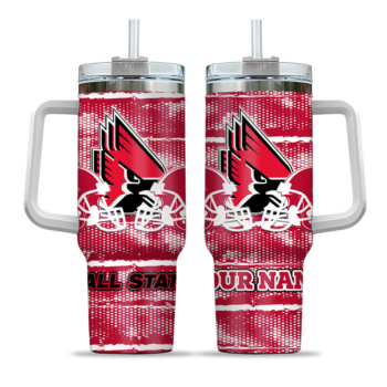 customized ball state cardinals honey streaks red curved tumbler best selling.webp
