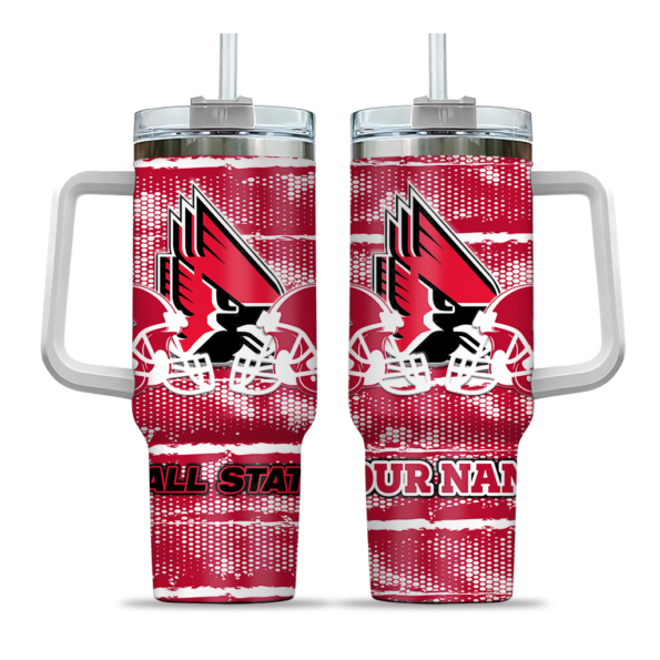customized ball state cardinals honey streaks red curved tumbler best selling.webp