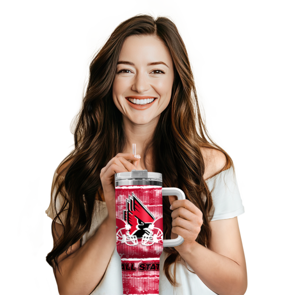 customized ball state cardinals honey streaks red curved tumbler premium grade.webp