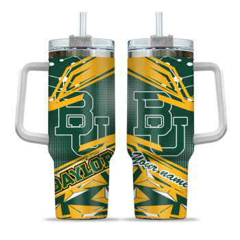 customized baylor bears abstract paths green curved tumbler best selling.webp