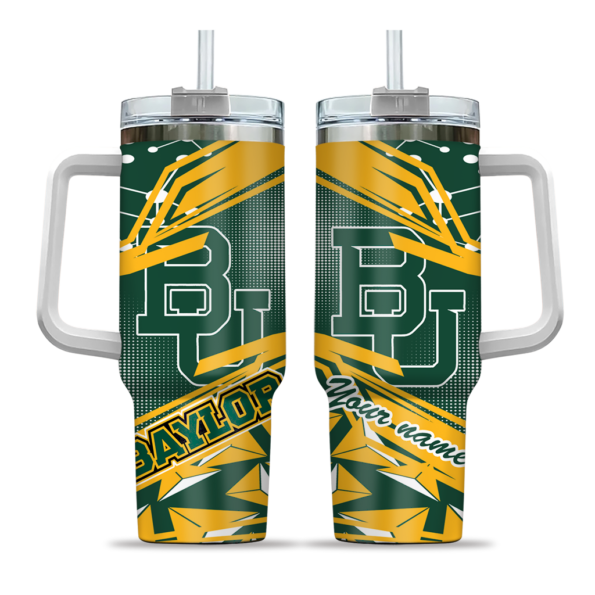 customized baylor bears abstract paths green curved tumbler best selling.webp