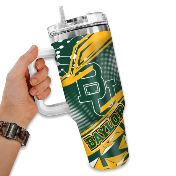 customized baylor bears abstract paths green curved tumbler fashion forward.webp
