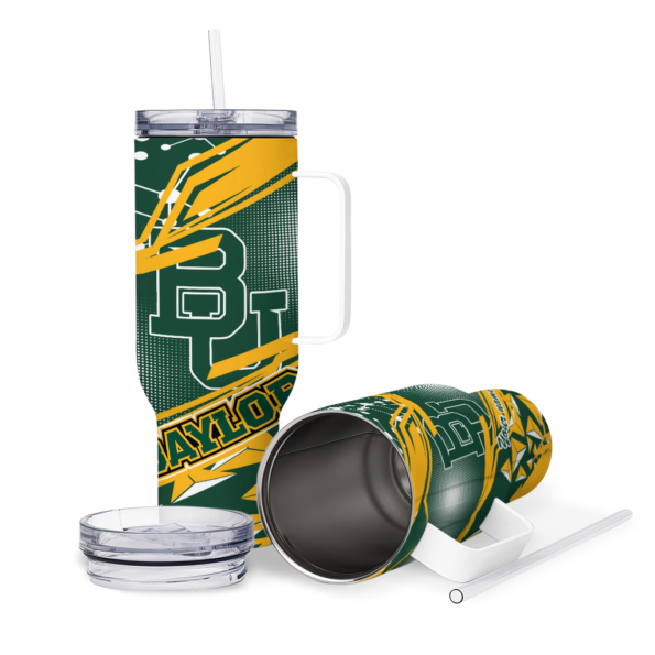 customized baylor bears abstract paths green curved tumbler high quality.webp
