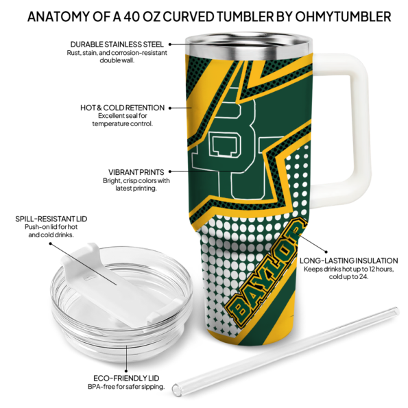 customized baylor bears arrow burst green curved tumbler new arrival.webp