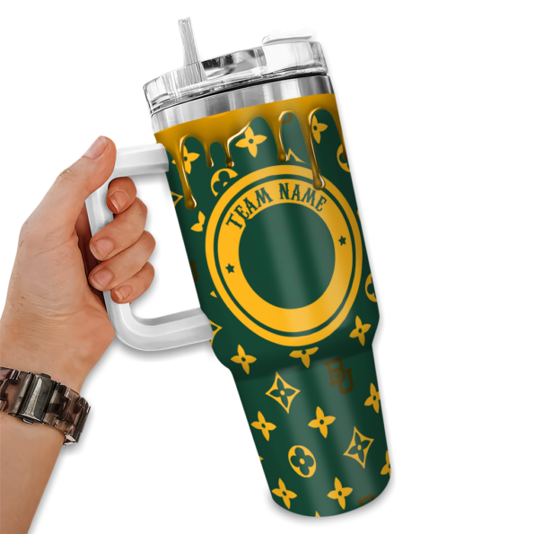 customized baylor bears bullseye drips green curved tumbler fashion forward.webp