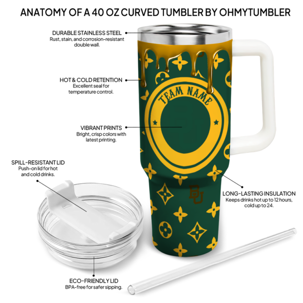 customized baylor bears bullseye drips green curved tumbler new arrival.webp