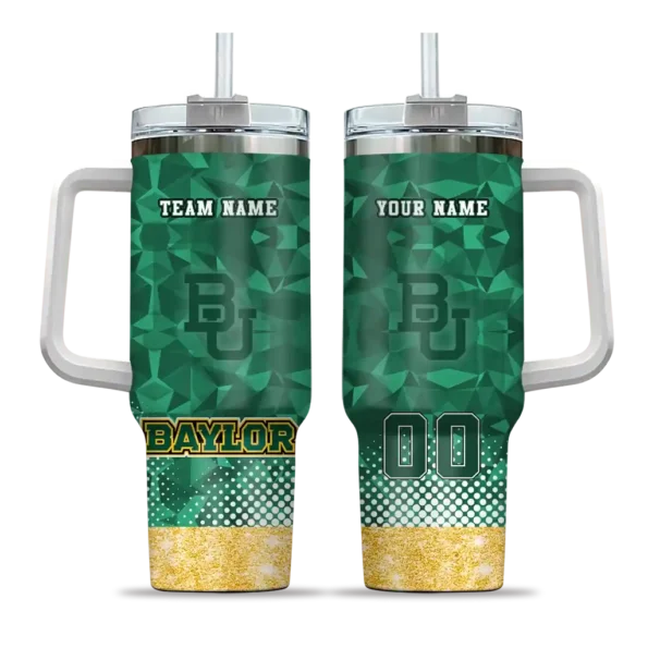 customized baylor bears geometric prism green curved tumbler best selling.webp