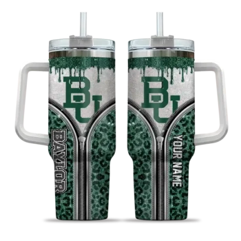 customized baylor bears leopard zipper green curved tumbler best selling.webp