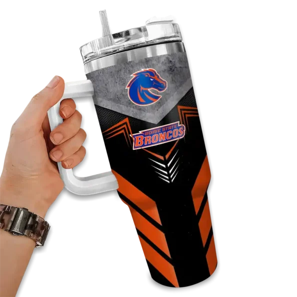 customized boise state broncos arrow armor orange black curved tumbler fashion forward.webp