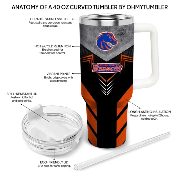 customized boise state broncos arrow armor orange black curved tumbler new arrival.webp