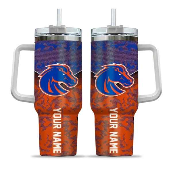 customized boise state broncos chevron stripe orange curved tumbler best selling.webp