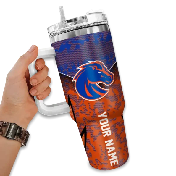 customized boise state broncos chevron stripe orange curved tumbler fashion forward.webp