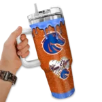 customized boise state broncos heart helmet motif orange curved tumbler best selling.webp