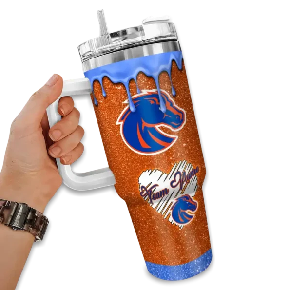 customized boise state broncos heart helmet motif orange curved tumbler fashion forward.webp