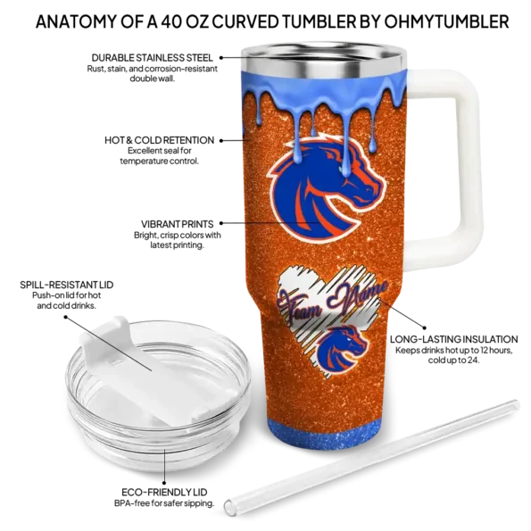 customized boise state broncos heart helmet motif orange curved tumbler new arrival.webp