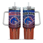 customized boise state broncos hex texture orange curved tumbler best selling.webp