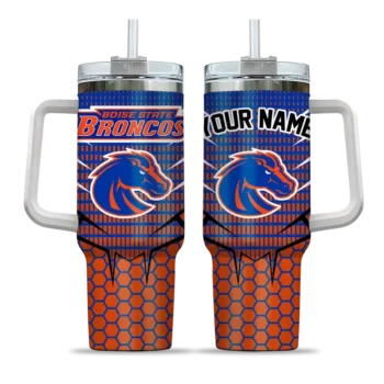 customized boise state broncos hex texture orange curved tumbler best selling.webp