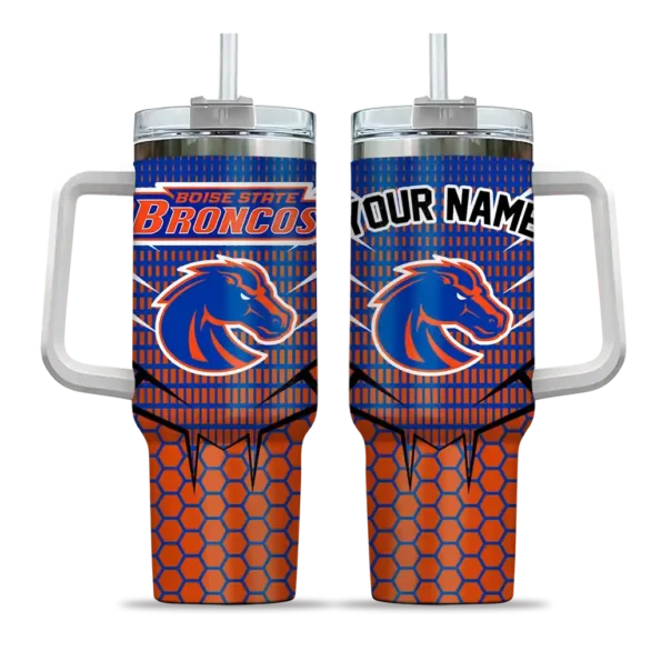 customized boise state broncos hex texture orange curved tumbler best selling.webp