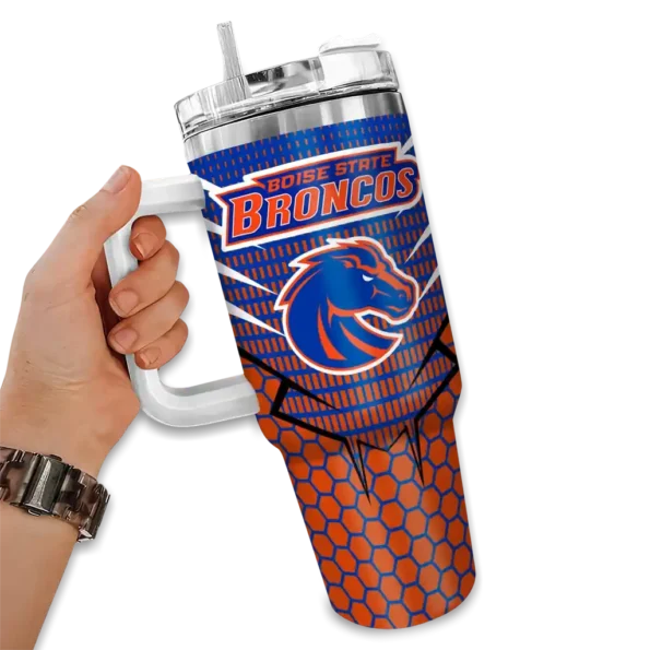 customized boise state broncos hex texture orange curved tumbler fashion forward.webp