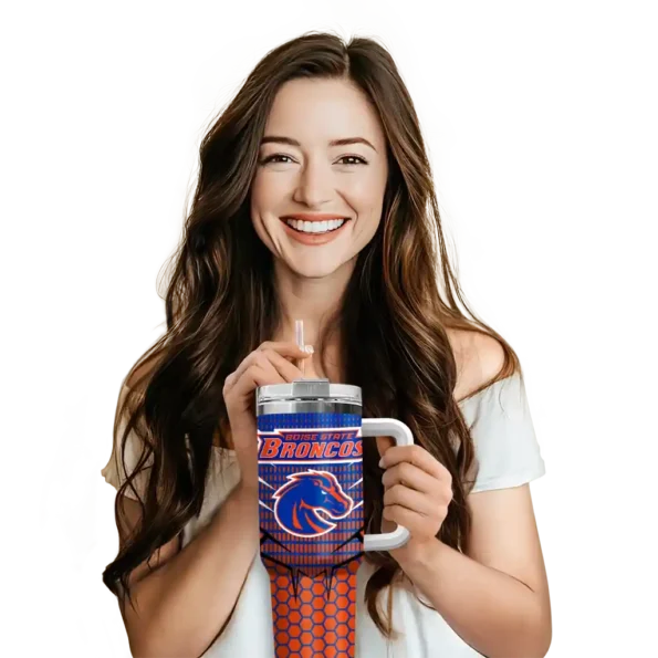 customized boise state broncos hex texture orange curved tumbler premium grade.webp