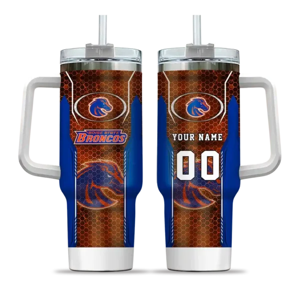 customized boise state broncos hexagon armor orange curved tumbler best selling.webp