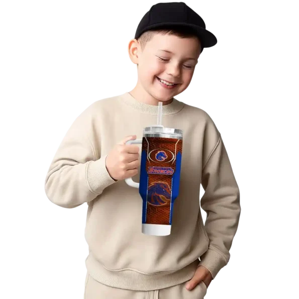 customized boise state broncos hexagon armor orange curved tumbler latest model.webp