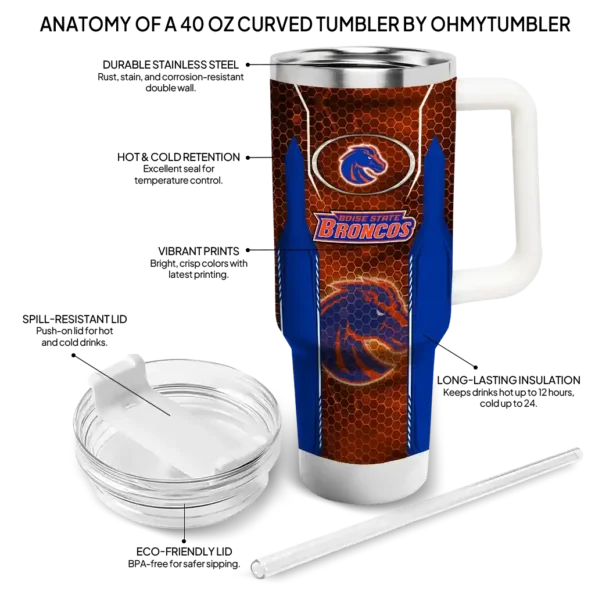customized boise state broncos hexagon armor orange curved tumbler new arrival.webp