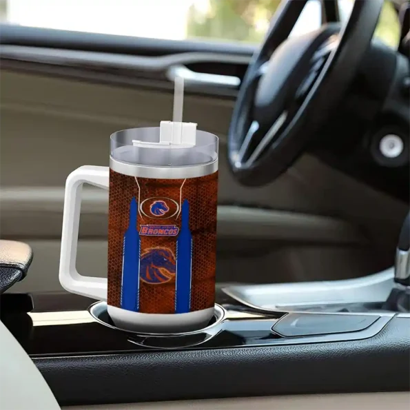 customized boise state broncos hexagon armor orange curved tumbler trendy.webp