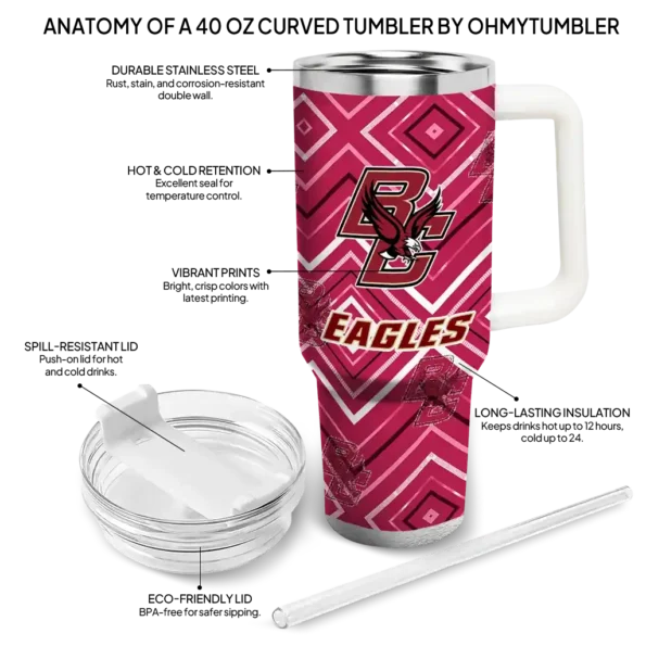 customized boston college eagles bold diamonds maroon curved tumbler new arrival.webp