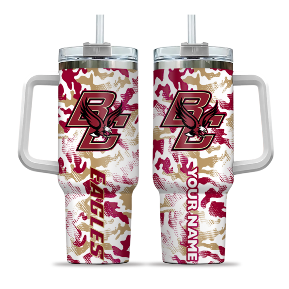 customized boston college eagles camo mashup maroon white curved tumbler best selling.webp
