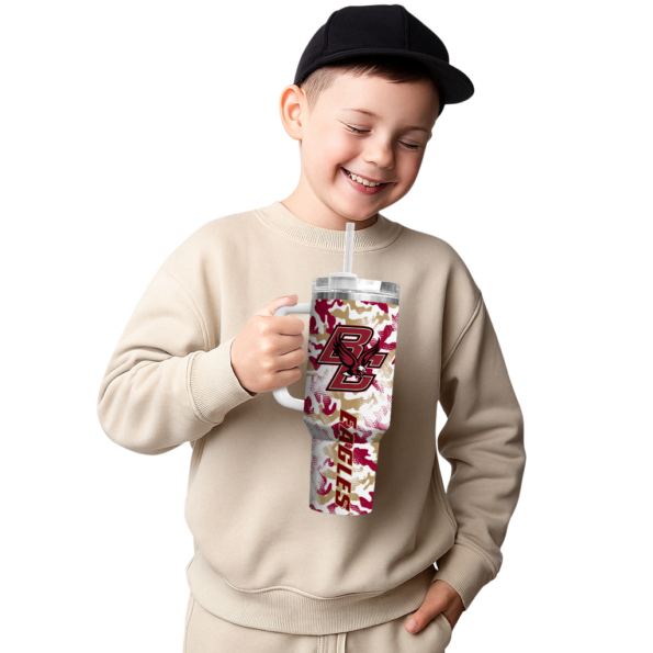 customized boston college eagles camo mashup maroon white curved tumbler latest model.webp