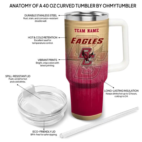 customized boston college eagles gradient dots maroon curved tumbler new arrival.webp