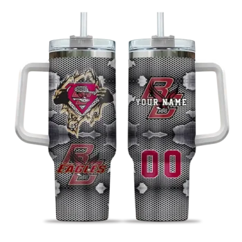 customized boston college eagles superman shield maroon gray curved tumbler best selling.webp