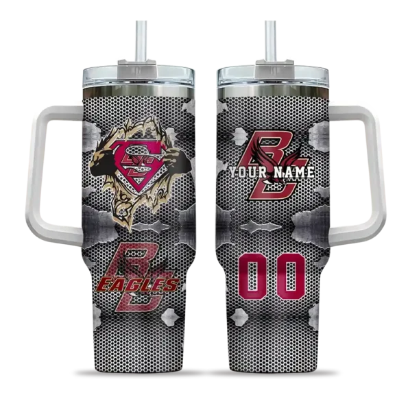 customized boston college eagles superman shield maroon gray curved tumbler best selling.webp