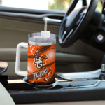 customized bowling green falcons abstract paths orange curved tumbler best selling.webp