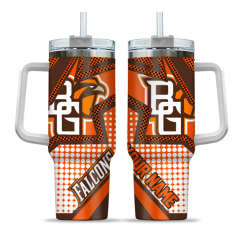 customized bowling green falcons arrow burst orange curved tumbler best selling.webp