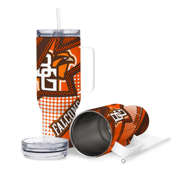 customized bowling green falcons arrow burst orange curved tumbler high quality.webp
