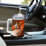 customized bowling green falcons arrow burst orange curved tumbler best selling.webp