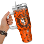 customized bowling green falcons bullseye drips orange curved tumbler best selling.webp