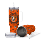 customized bowling green falcons bullseye drips orange curved tumbler best selling.webp