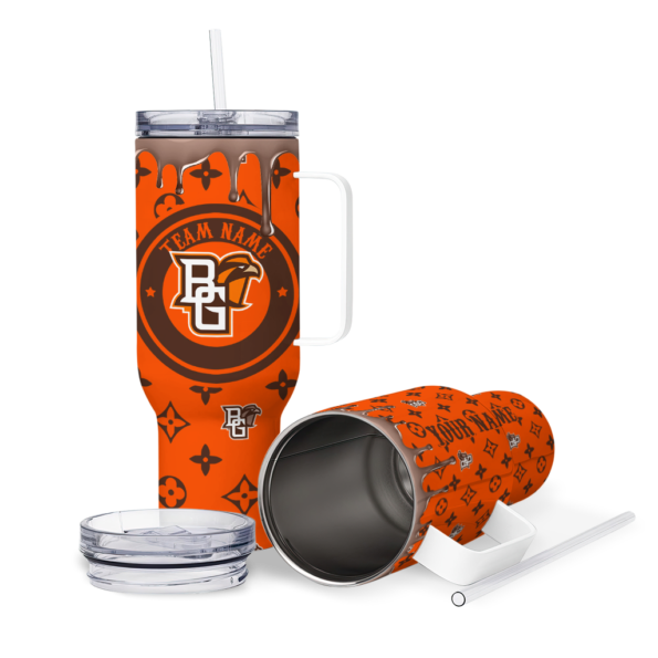 customized bowling green falcons bullseye drips orange curved tumbler high quality.webp